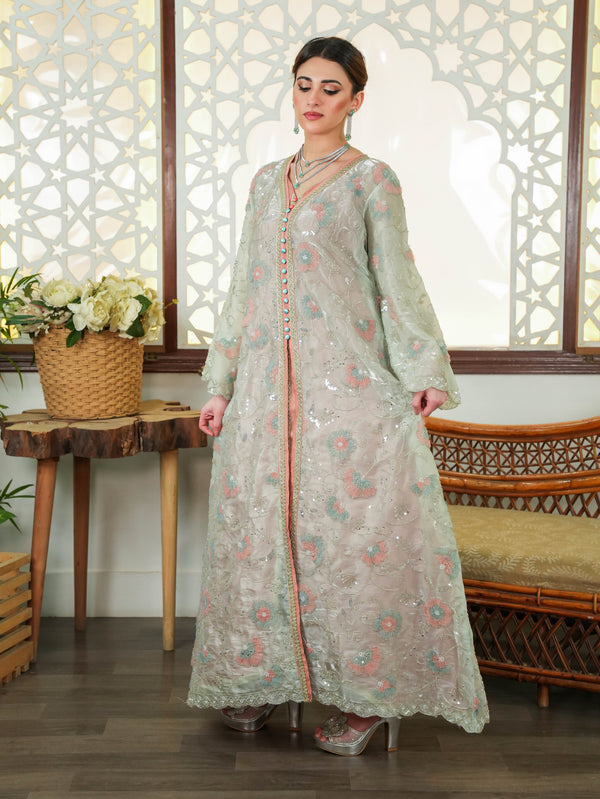 Mint & Coral 2-Piece Crystal Maxi Long Dress